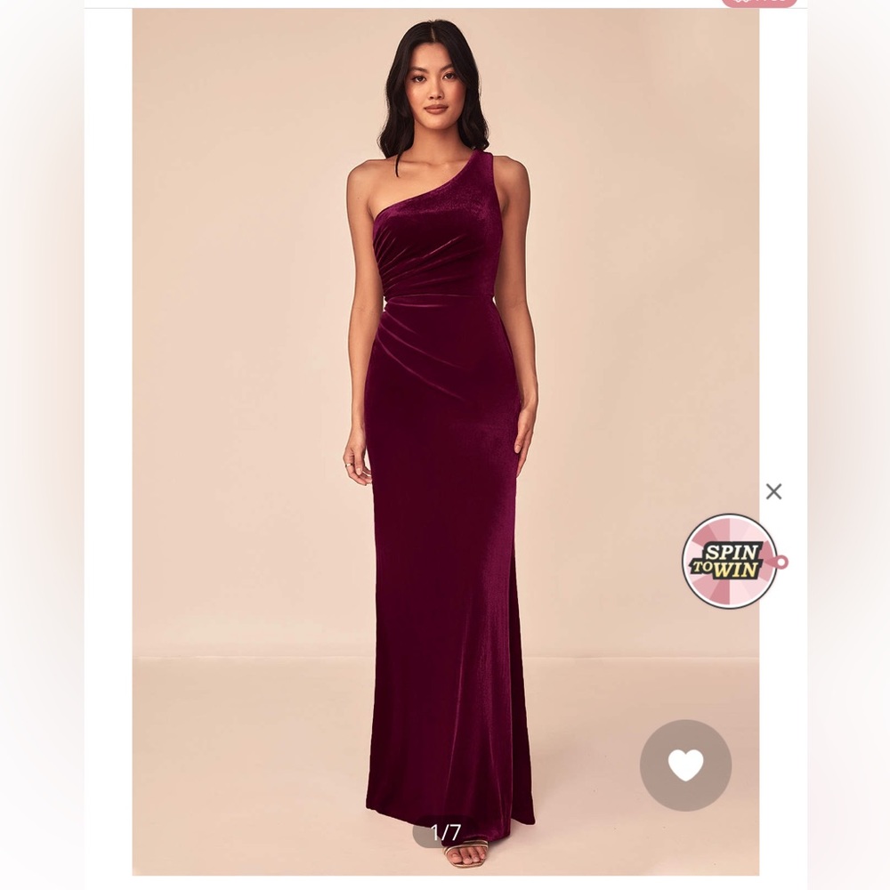 Azazie One-Shoulder Burgundy Dress